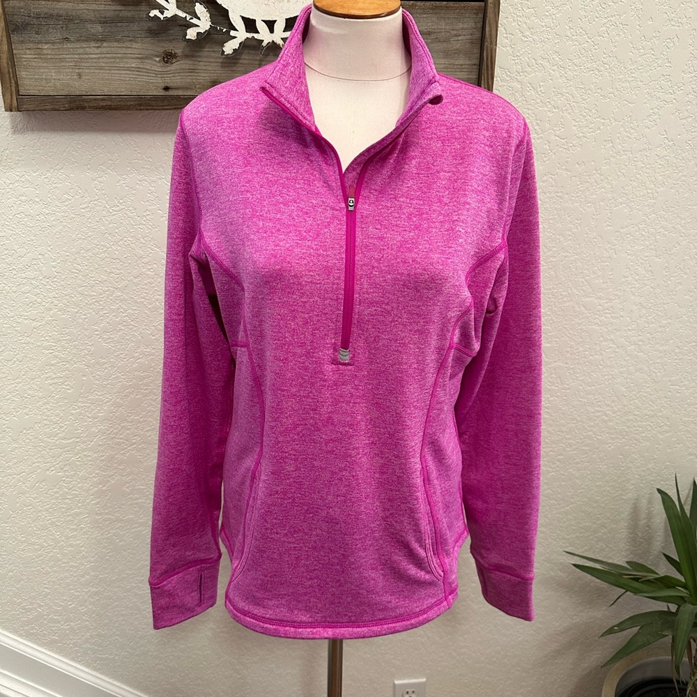 Lucy Women's Pink Quarter-Zip Pullover athletic Top size Large